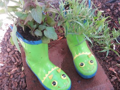 Rain Boot Herb Garden