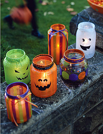 Halloween Craft Ideas  Grade on Decoupaged Halloween Lanterns