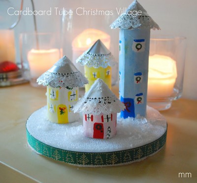 Cardboard Tube Christmas Village