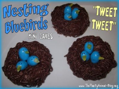 Nesting Blue Birds Mini Cakes