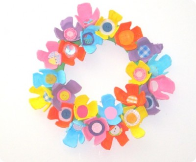 Egg Carton Spring Wreath