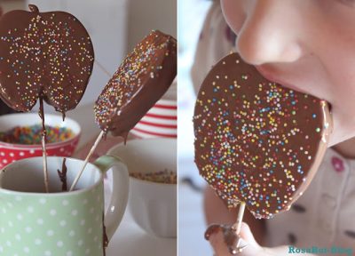 Chocolate Covered Apple Lollipops