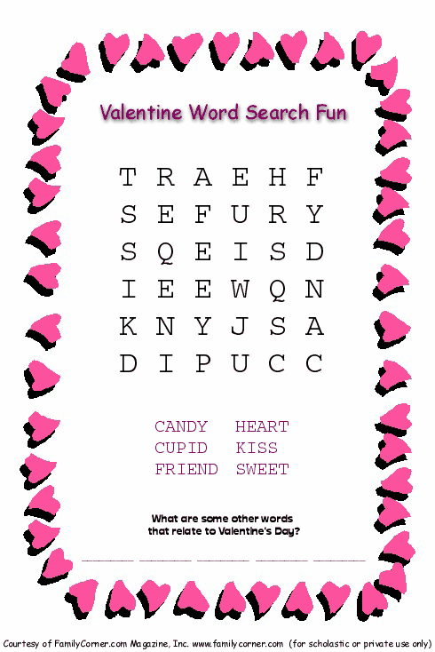 Valentine S Day Free Printable Word Search
