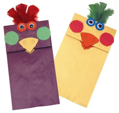 Rainbow Paper Bag Bird Puppets