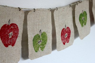 Burlap Apple Banner