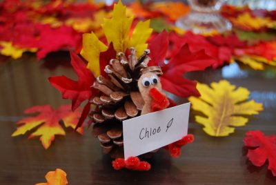 Pine Cone Turkey Place Card Holders