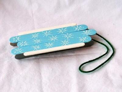 Craft Stick Sled Ornament