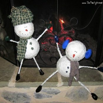 Whimsical Paper Mache Snowmen