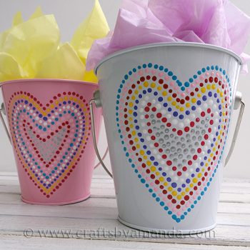 Polka Dotted Heart Valentine Buckets