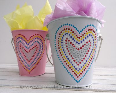 Polka Dotted Heart Valentine Buckets