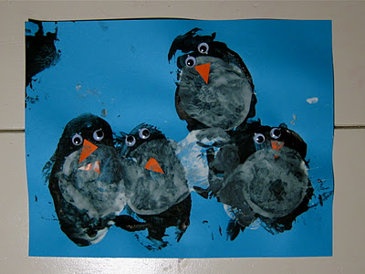 Potato Print Penguins