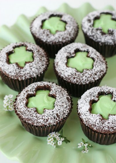 Shamrock Cut-Out Cupcakes
