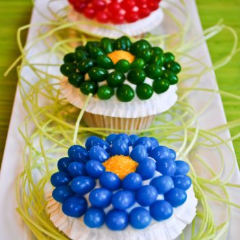 Jelly Bean Flower Cupcakes