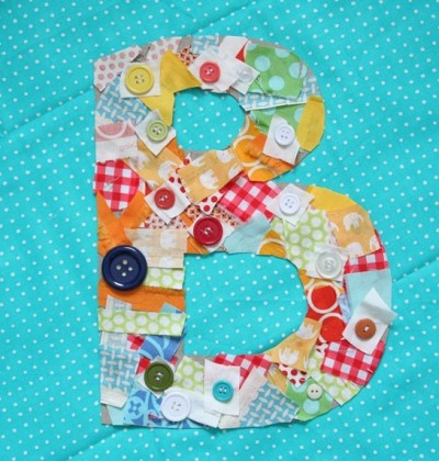 Monogrammed Fabric Scrap Letters | Fun Family Crafts