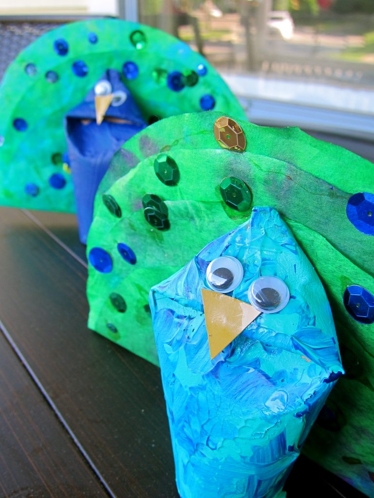 Cardboard Tube & Coffee Filter Peacocks Fun Family Crafts