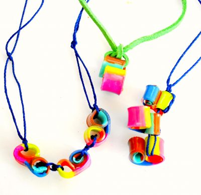Shrink Plastic Curly Bead Necklaces
