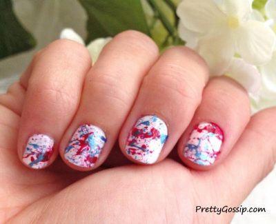 Patriotic Splatter Paint Nails