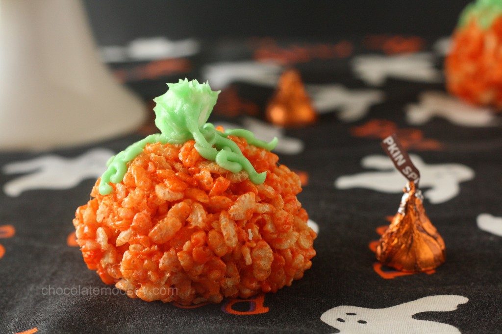 Candy Filled Rice Krispy Treat Pumpkins