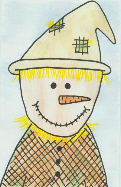 Watercolor Pencil Scarecrow