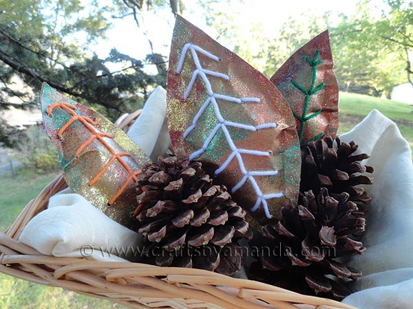 Glittery Paper Leaves