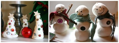 Clay Snowmen and Christmas Trees
