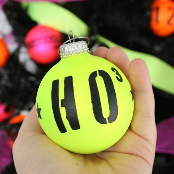 Neon Stenciled Christmas Ornaments