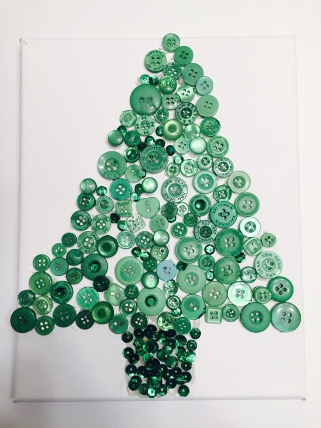 Button Christmas Tree Canvas Fun Family Crafts