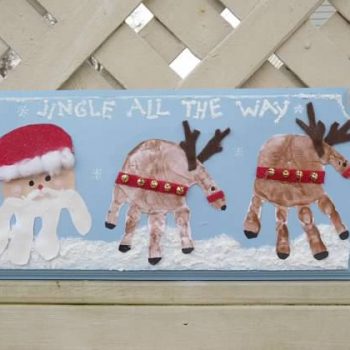 Santa's Reindeer Handprint Plaque