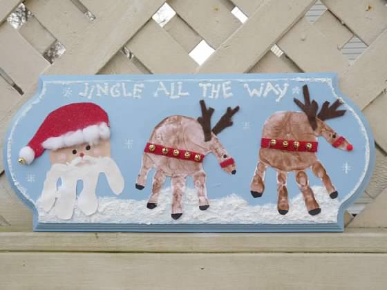 Santa s Reindeer Handprint Plaque Fun Family Crafts