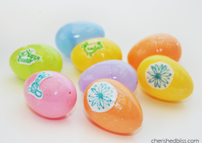 Kid Stamped Easter Eggs