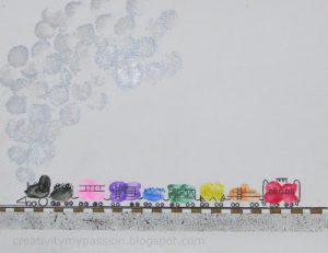 Freight Train Fingerprint Art | Fun Family Crafts