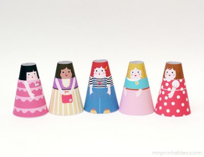 Printable Paper Cone Girls
