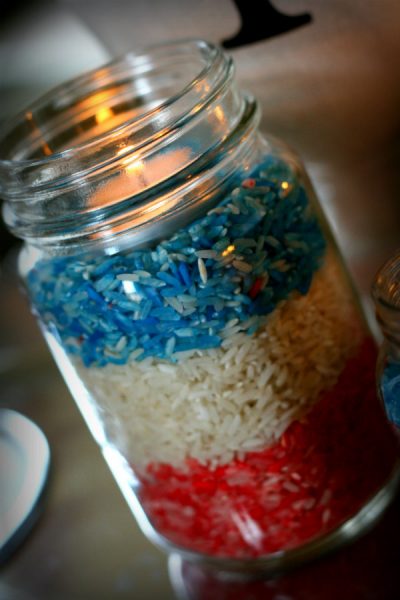 Red, Rice and Blue Candle
