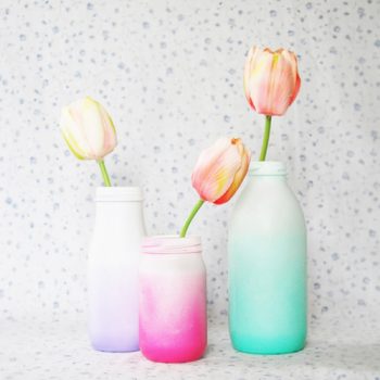 Spray Painted Ombre Glass Bottles