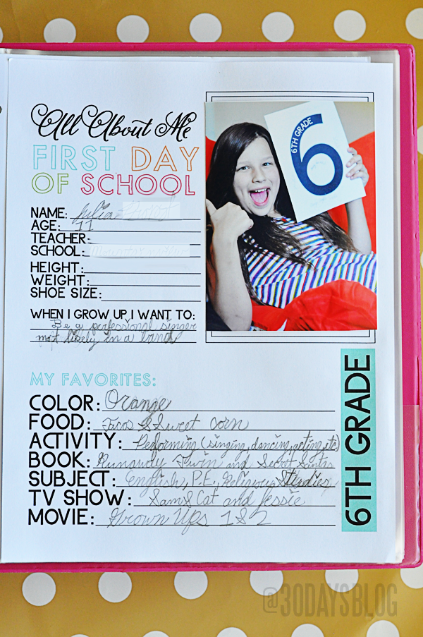All About Me Printable School Binder Fun Family Crafts