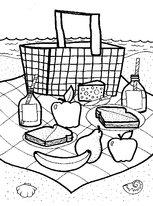 Picnic Basket Coloring Page Fun Family Crafts