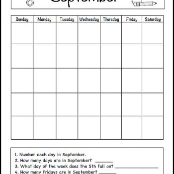 September Learning Calendar Printable