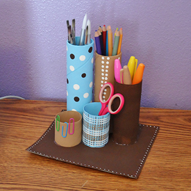 Recycled Cardboard Tube Desk Caddy | Fun Family Crafts