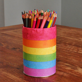 Rainbow Pencil Holder Can