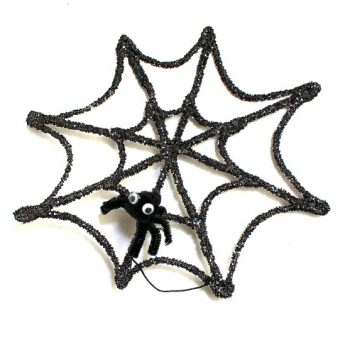 Glittery Spiderweb & Pompom Spider