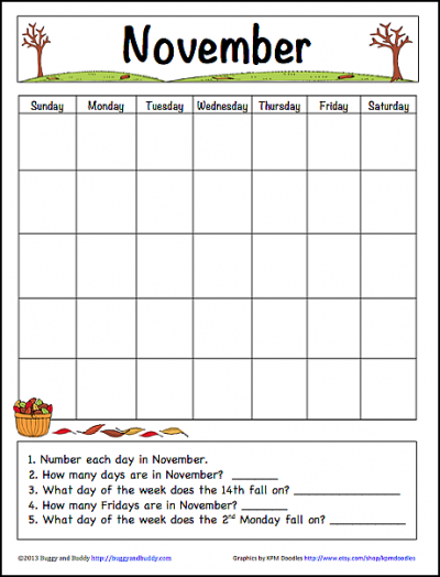 November Learning Calendar