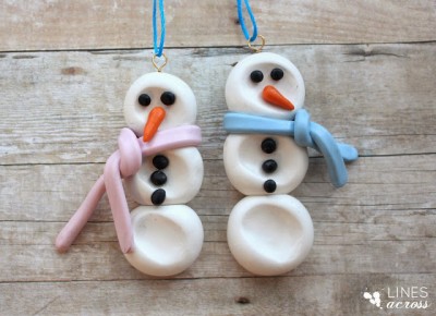 Clay Thumbprint Snowmen Ornaments