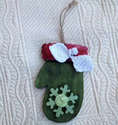 Dyed Wooden Mitten Ornament