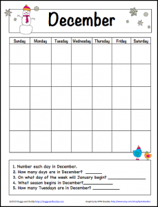 December Learning Calendar | Fun Family Crafts