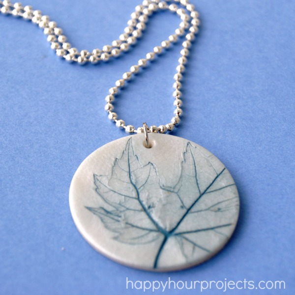 LeafImprinted Clay Necklace Fun Family Crafts