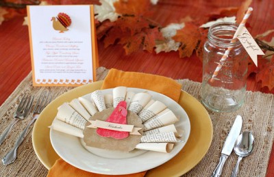 Book Page Turkey Place Card
