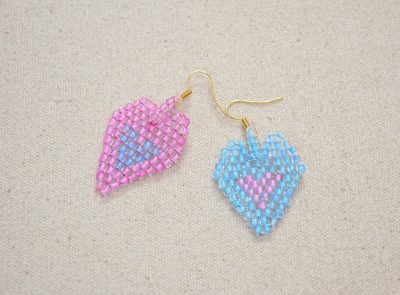 Heart-in-heart Brick Stitch Earrings