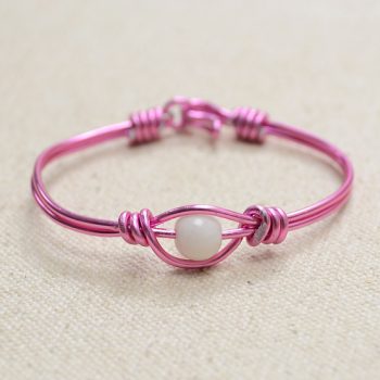 Wire Wrapping Valentine’s Pink Bangle Bracelet