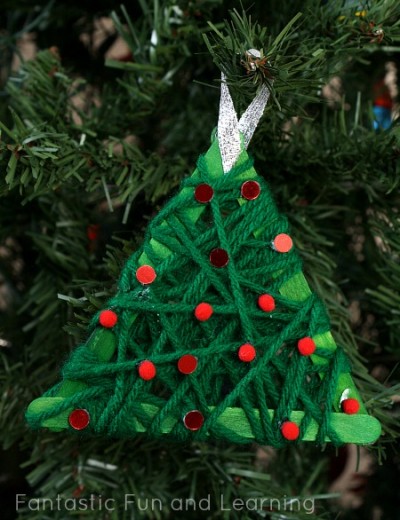Yarn Wrapped Christmas Tree Ornament