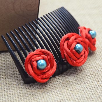 Hair Combs with Handmade Knot Roses
